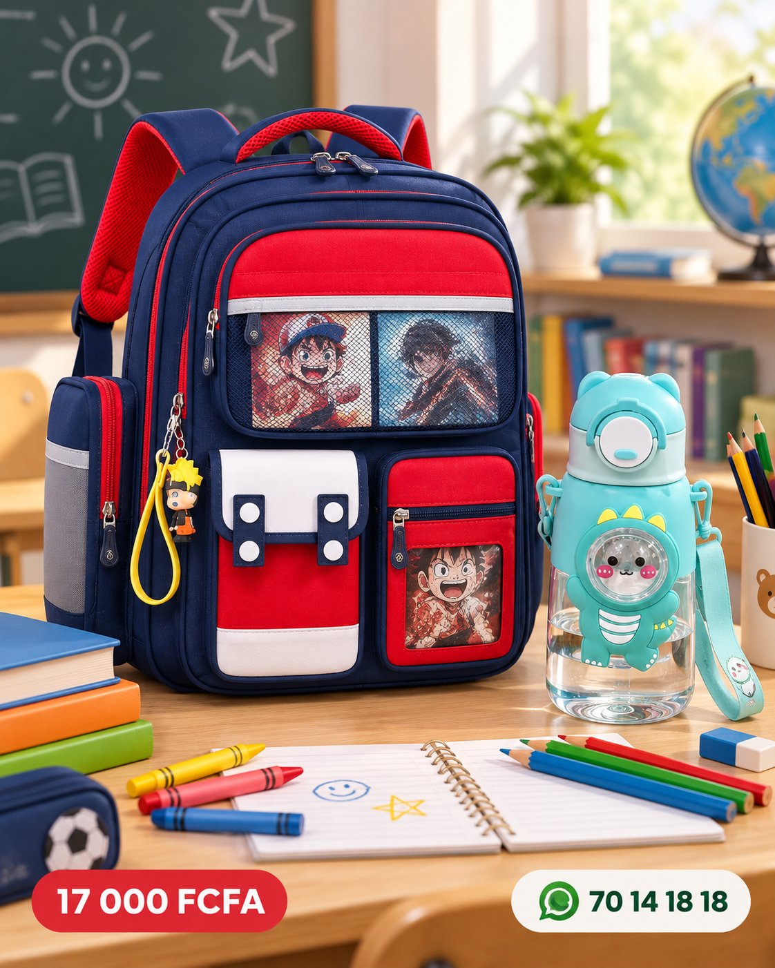 Ensemble Kids Premium : Le Grand Sac Scolaire & sa Gourde