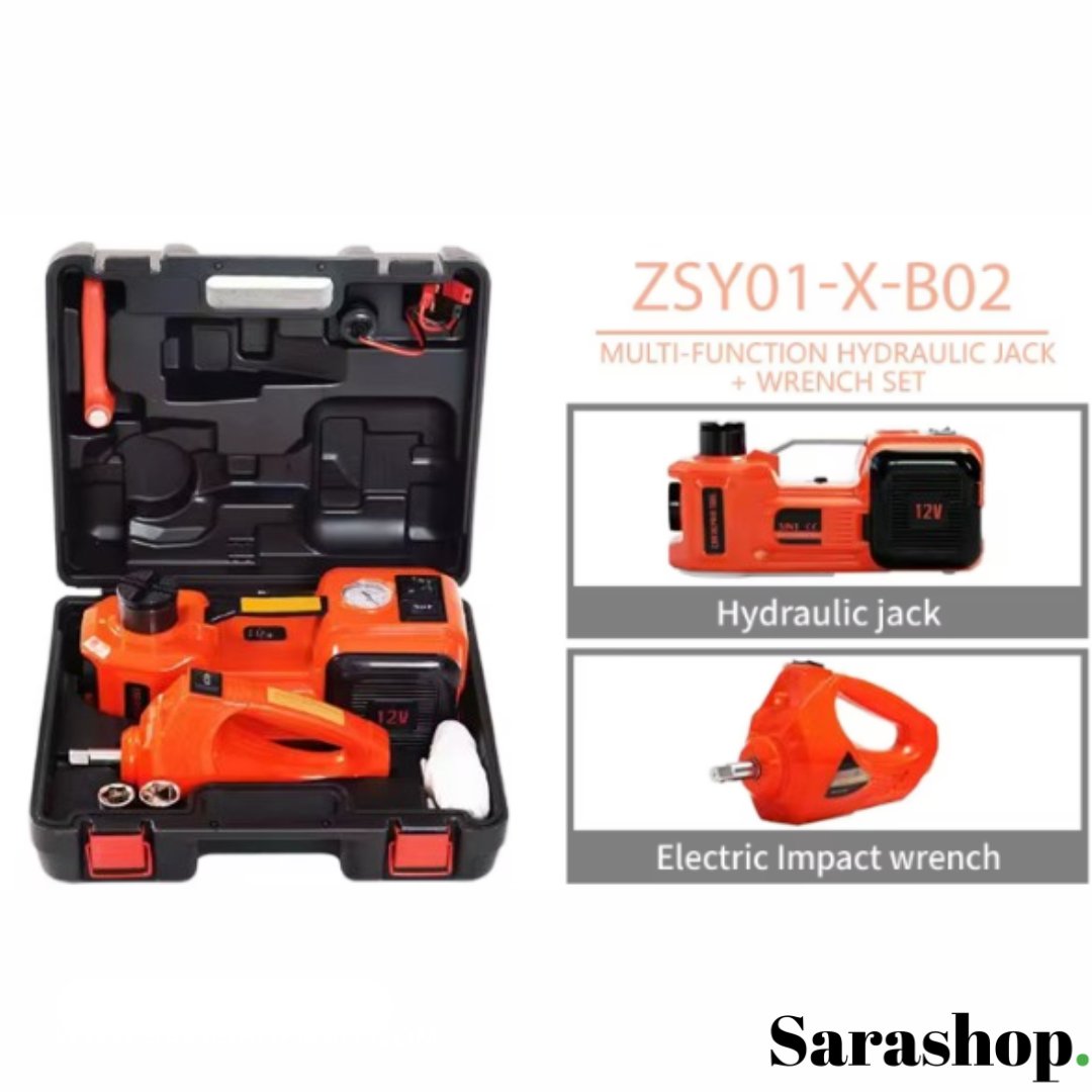 Kit Cric Électrique 5T Multifonction – cric, clé à choc et gonfleur pour voiture