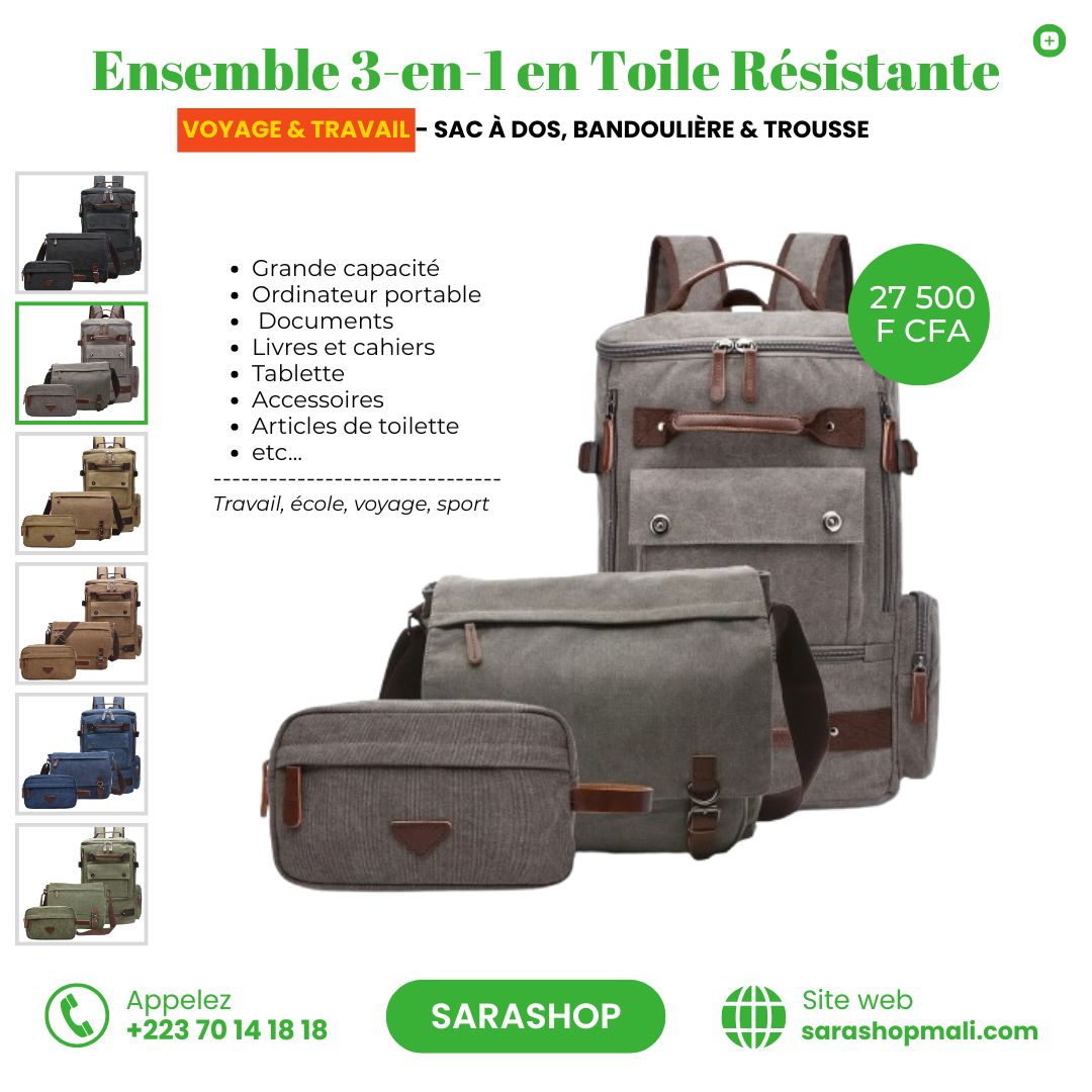 Ensemble 3-en-1 en Toile Résistante