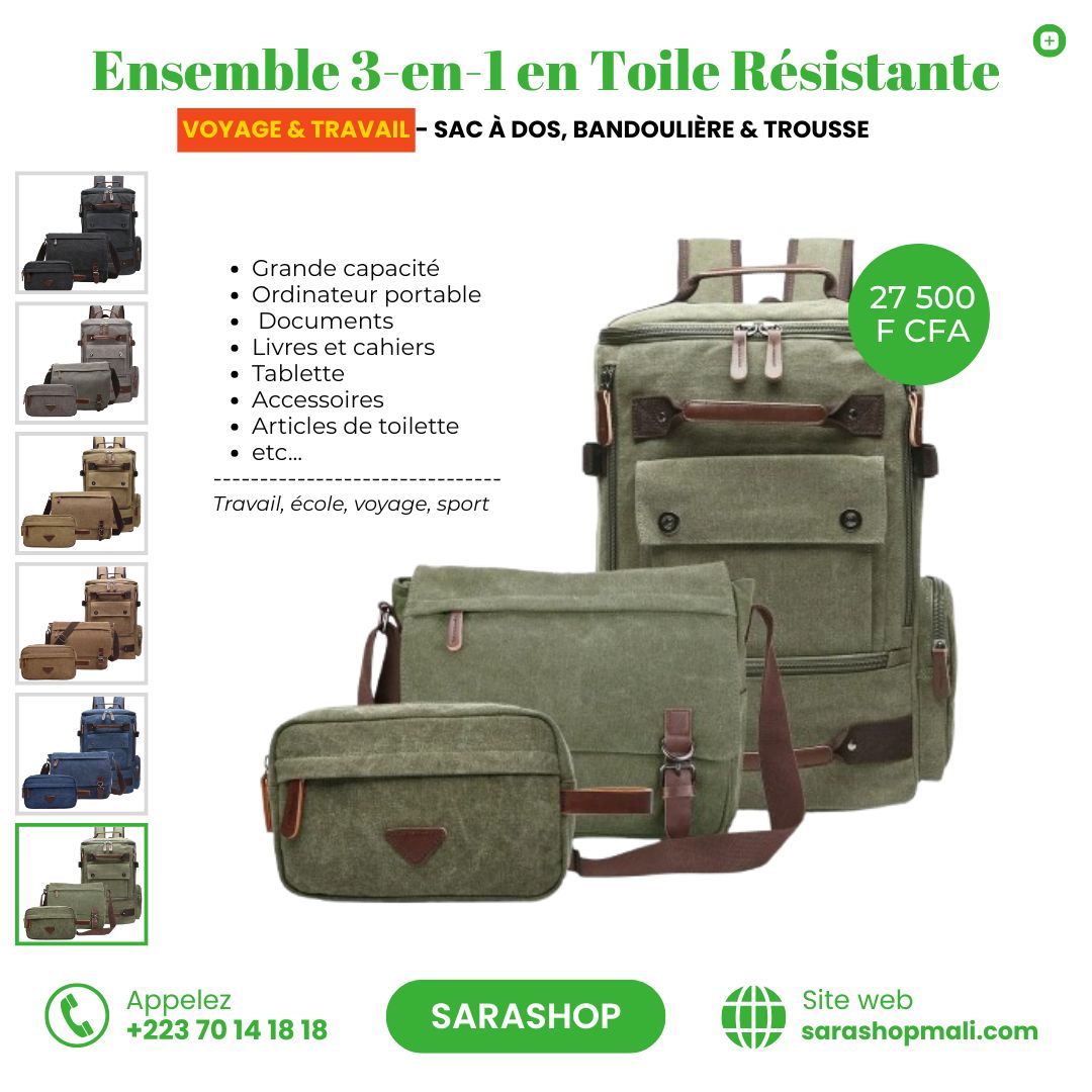 Ensemble 3-en-1 en Toile Résistante