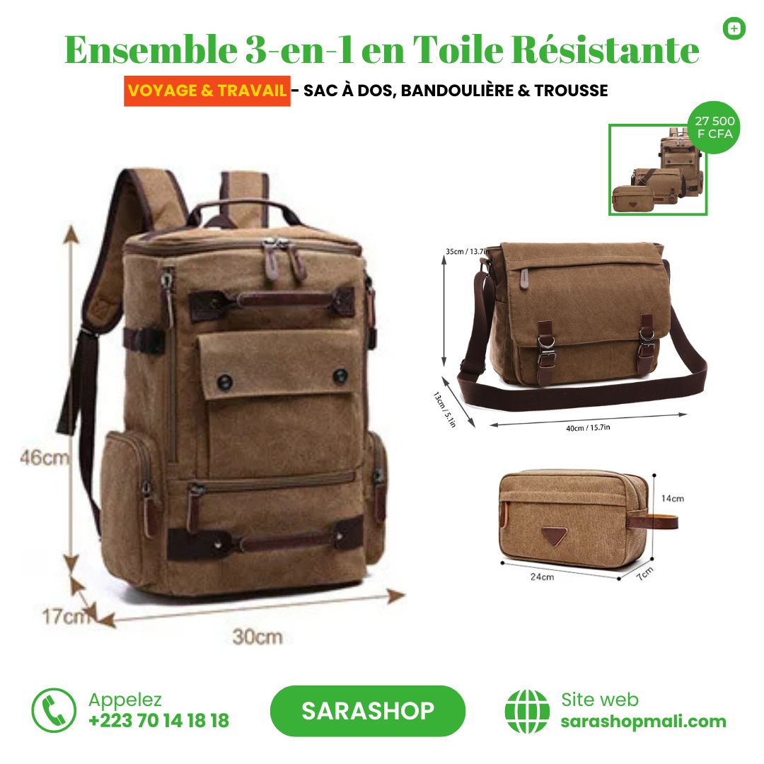 Ensemble 3-en-1 en Toile Résistante