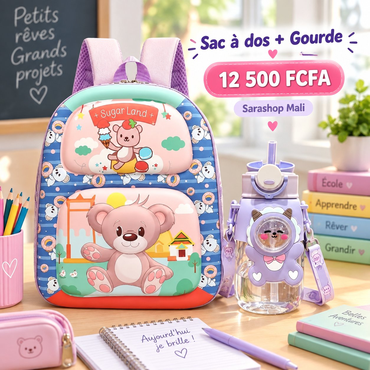 Sac a dos 3D + Gourde