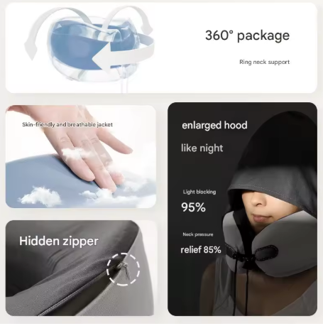 oreiller de voyage à capuche mémoire de forme