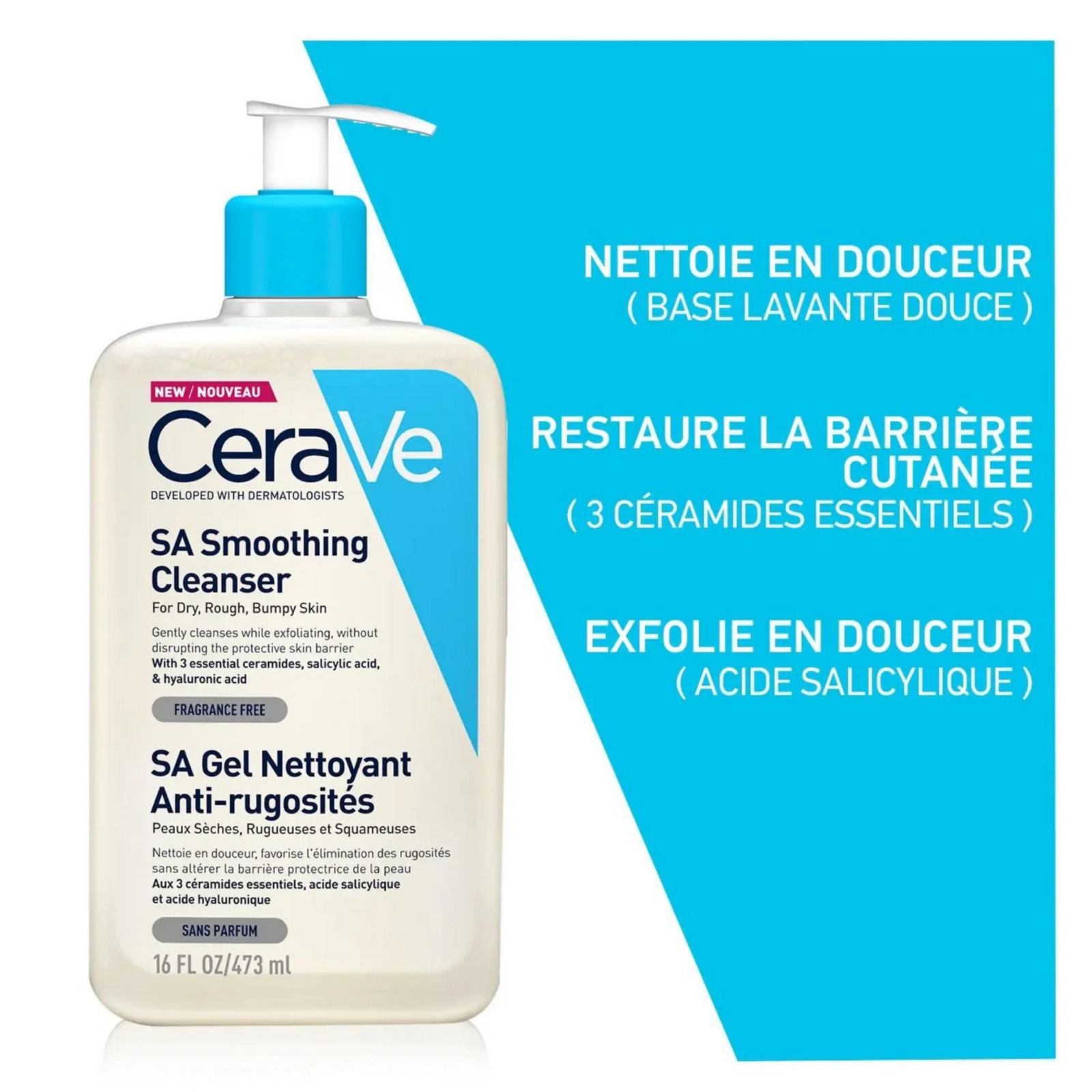 CeraVe SA Gel Nettoyant Anti-Rugosités 236 ml