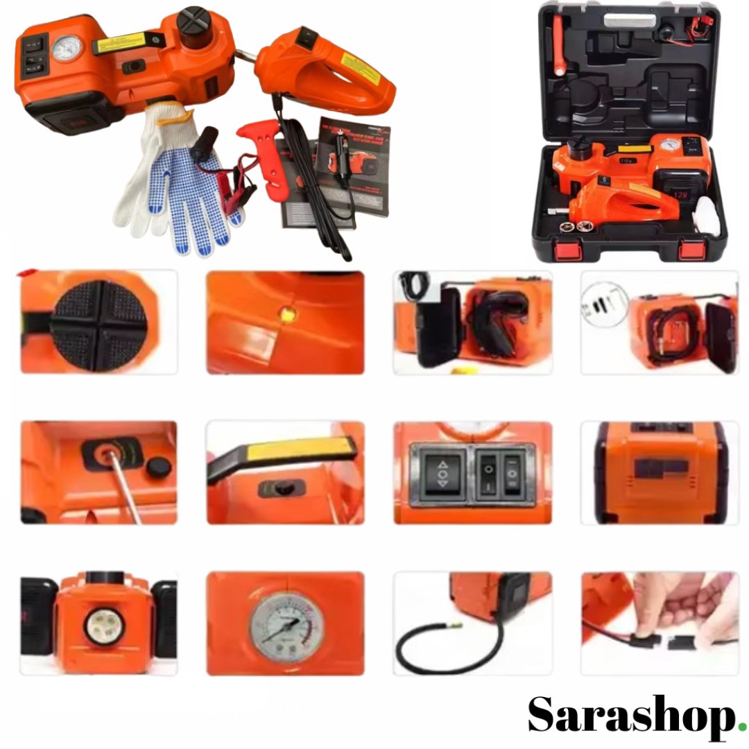 Kit Cric Électrique 5T Multifonction – cric, clé à choc et gonfleur pour voiture